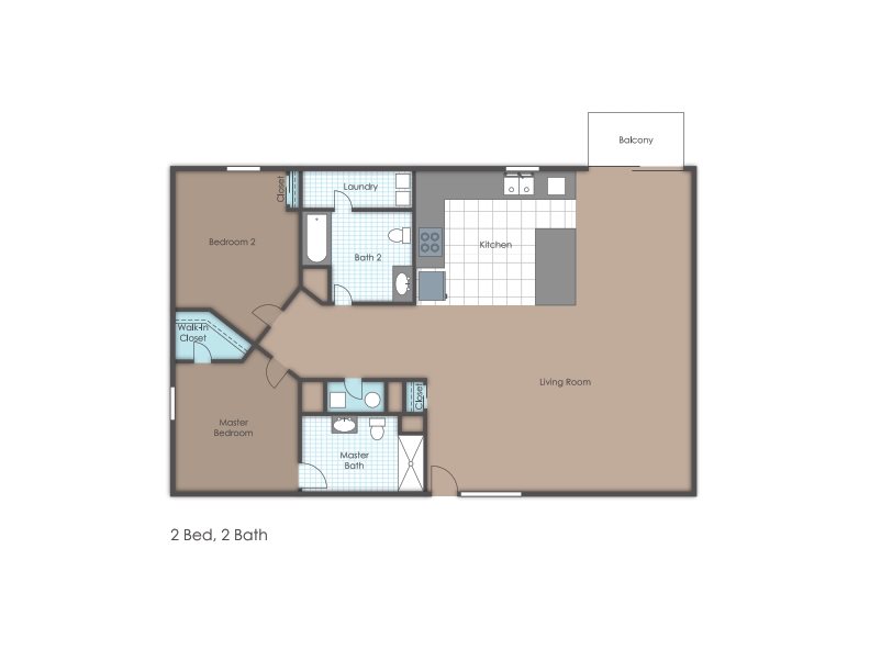 Two Bedroom 2 Bath Floor Plan 1